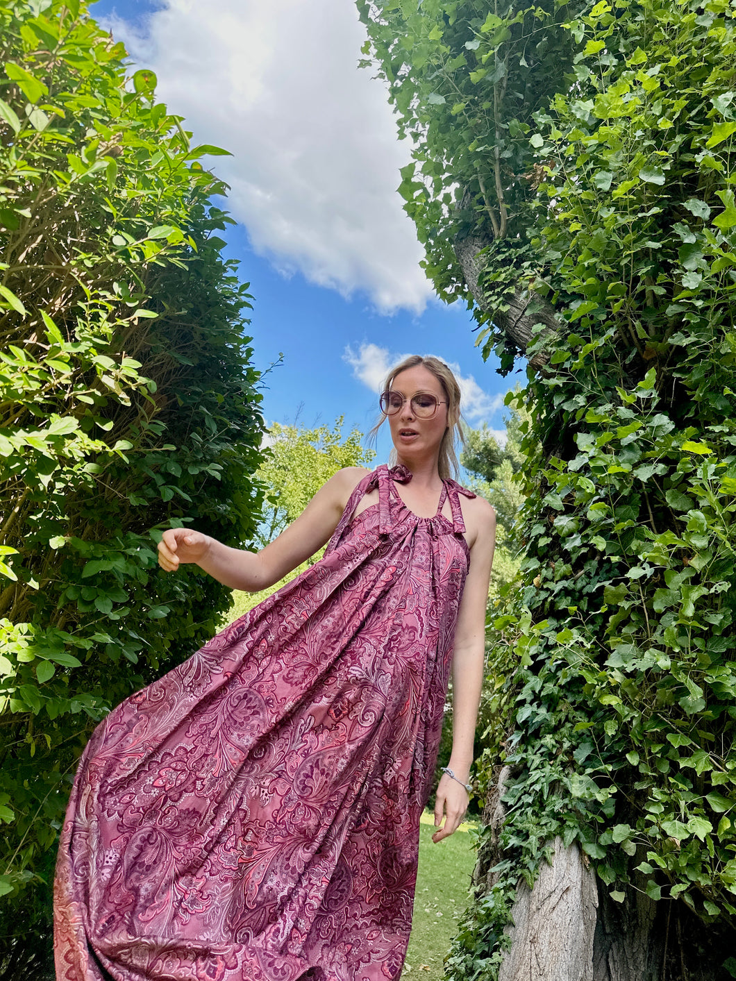 'PHOENIX'  Paisley mintás pamutvászon női maxi ruha