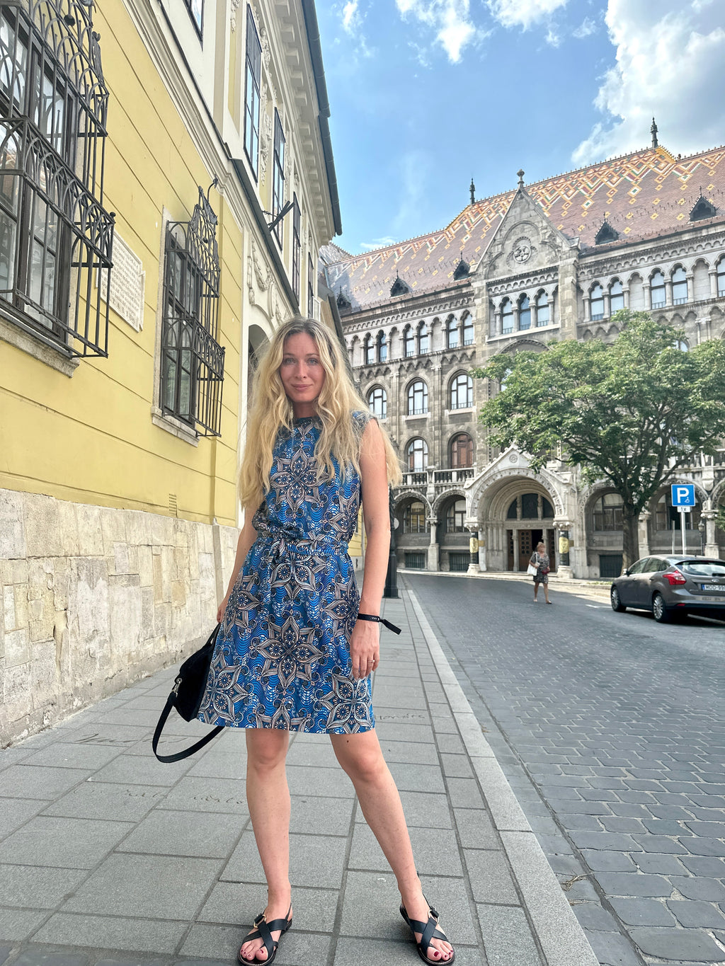 'TEO' holland wax kék mandala mintás női ruha