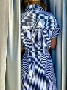 'TRUST' striped cotton shirt dress