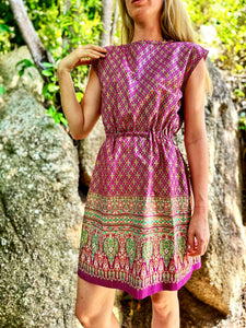 'MALVA'  thai batik gumis derekú pamutvászon női ruha