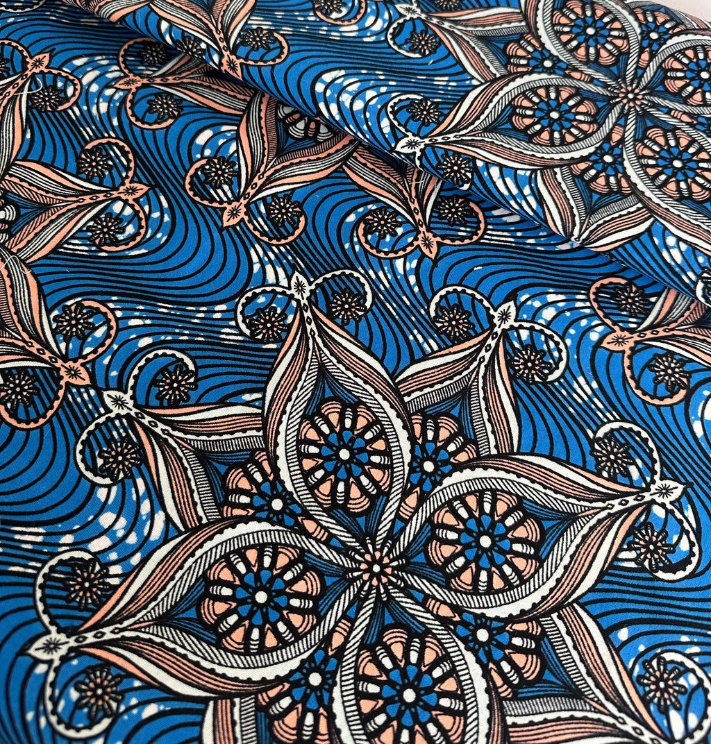 'TEO' holland wax kék mandala mintás női ruha